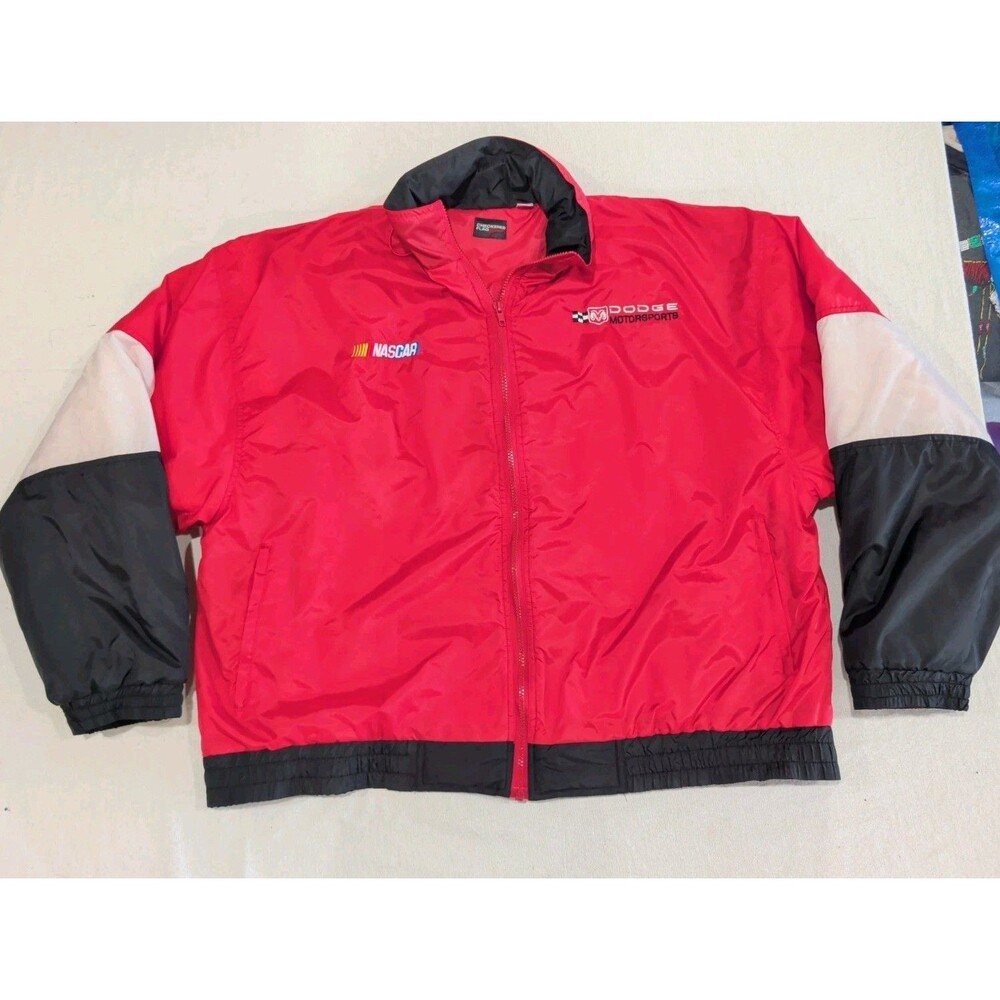 NASCAR Dodge Motorsports Ram Vintage Racer Jacket Checkered Flag Sports Adult XL